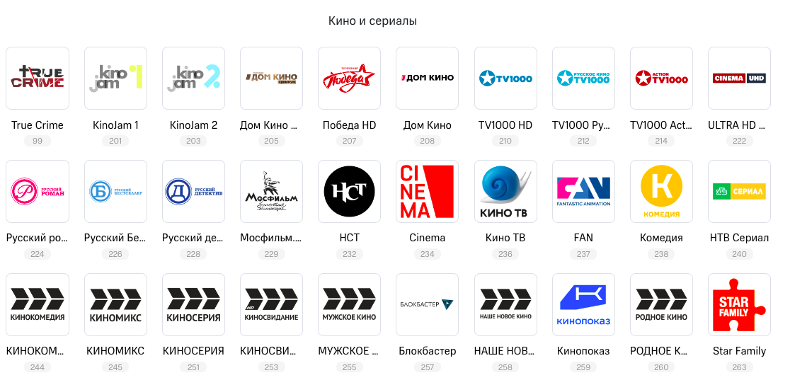 Список каналов Таттелеком Казань
